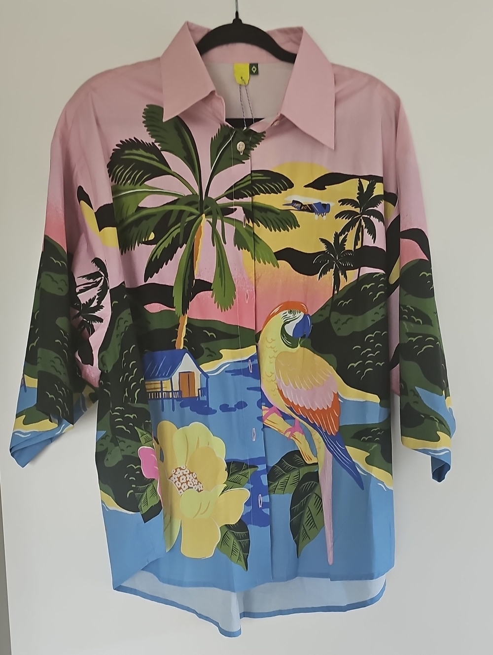BNWT FARM Rio Unisex Tropical Parrot Button-Down Shirt 100% Cotton